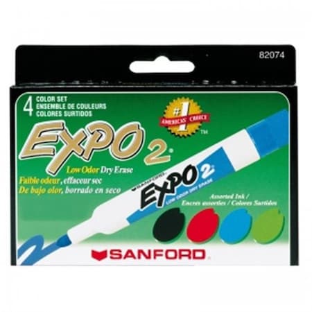 Sanford Sanford SAN82074BN Marker Expo 2 Dry Erase; 4 Per Pack - Clear Bull Black; Red; Blue & Green - Pack of 3 SAN82074BN